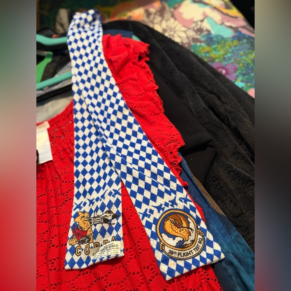 Blue and White Checkered Cobra Tie